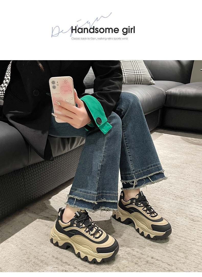 P7Color-blocking Round Head Fashion 2023 Spring And Autumn New Sports All-match Light Luxury Trendy Temperament Casual Running Daddy Shoes Women_voghion.com
