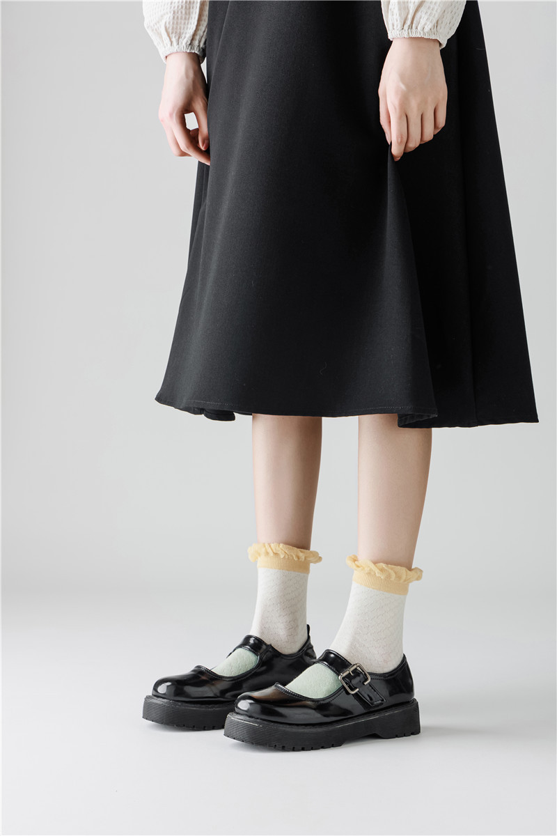 5pcs JK socks for women in spring and summer with small leather shoes cute Japanese Lolita lace princess socks_voghion.com