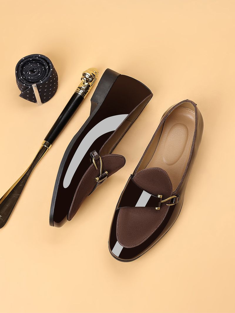 Mocassins décontractés à bout carré pour hommes avec boucle latérale - Chaussures professionnelles et élégantes pour les affaires et les loisirs (Pointures 40-48)_voghion.com