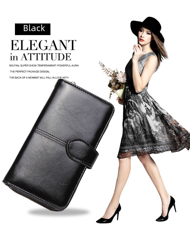 Explosive Damen Geldbörse 2024 Neuer Reißverschluss Ölwachs Leder Geldbörse Schnalle Handytasche Ölleder Neue PU Clutch_voghion.com