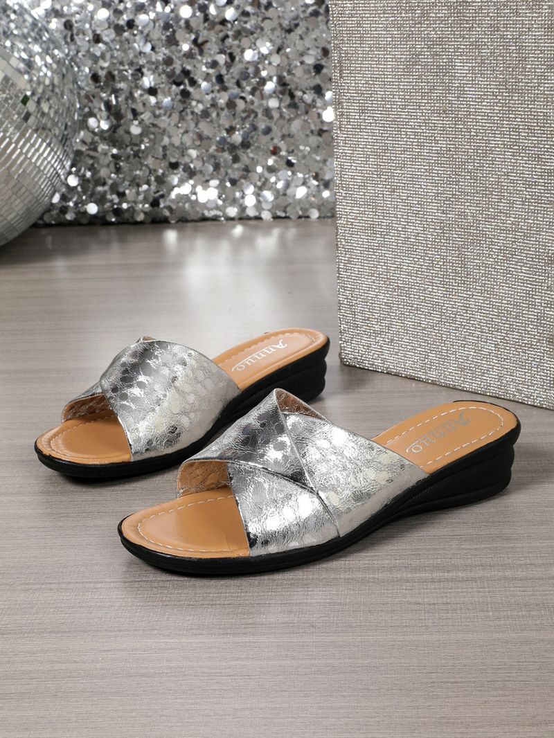 Nuovi sandali con zeppa a bocca di pesce, pantofole con una linea, pantofole da donna taglie forti, scarpe dorate_voghion.com