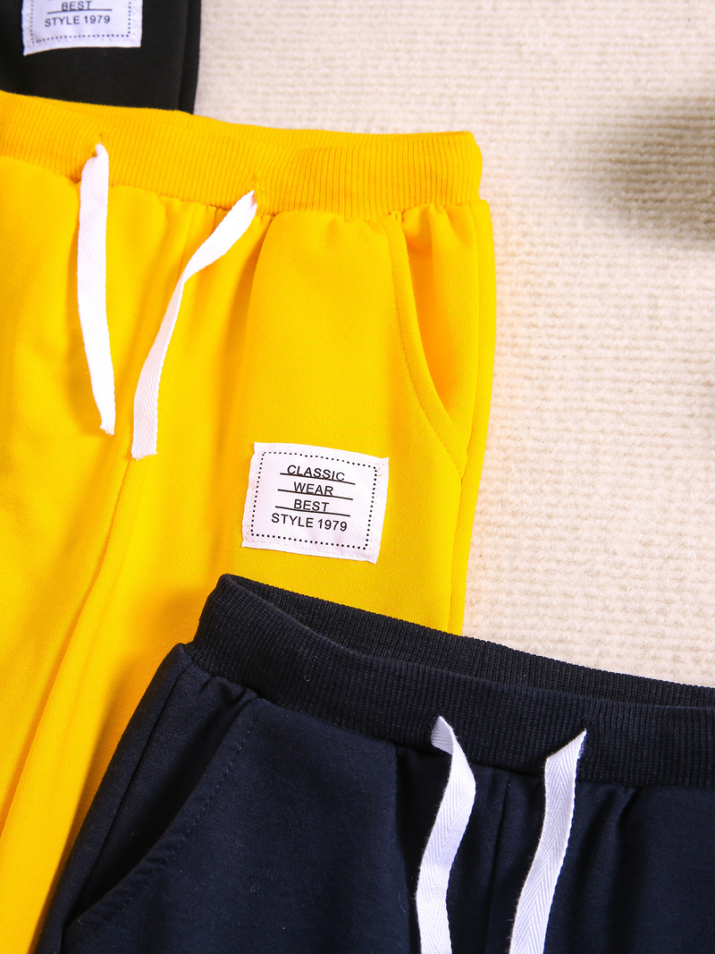 Mother&Kids Kids Kids solid color tracksuit pants boys casual pants drawstring combination sweatpants_voghion.com
