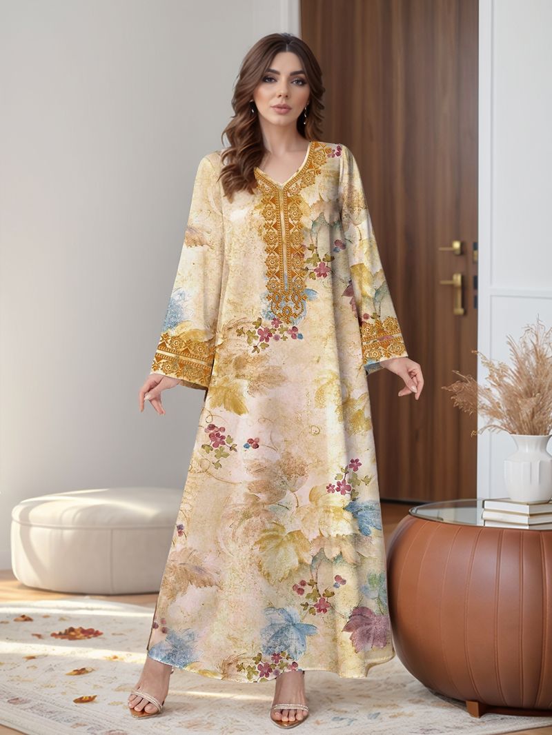 Women's Clothing Positioning Printing Long Sleeved Dress_voghion.com