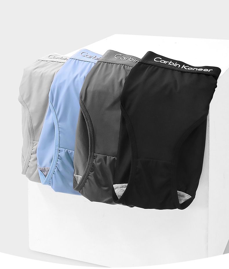 Women's solid color ice silk antibacterial crotch Lest cool triangle shorts sports breathable summer (bare pants)_voghion.com
