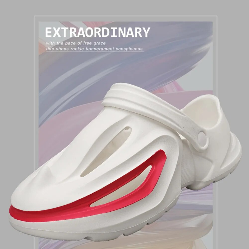 Trou de chaussures avec requin à bec une sensation de marcher sur les excréments, chaussures d'été de plage à semelles souples pour hommes augmentant la hauteur,_voghion.com