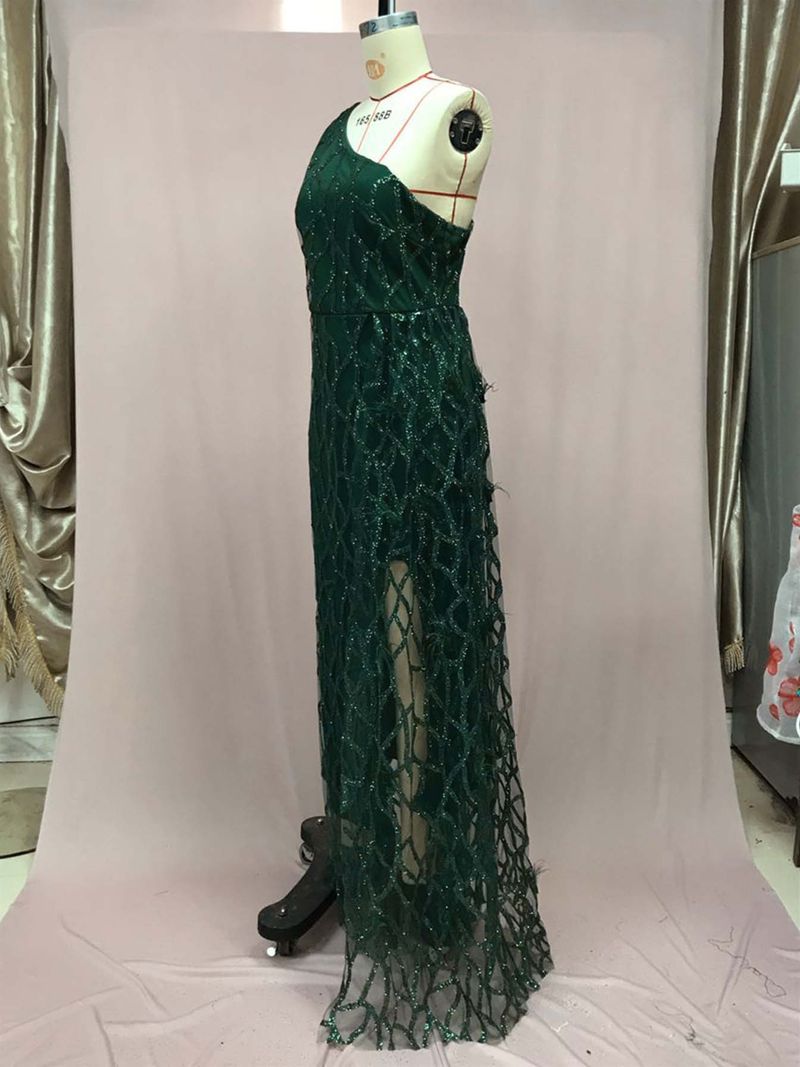 Damenbekleidung neue Farbe Pailletten Fee lange ärmellose Mode schlanke Temperament mittel und lang Abendkleid_voghion.com