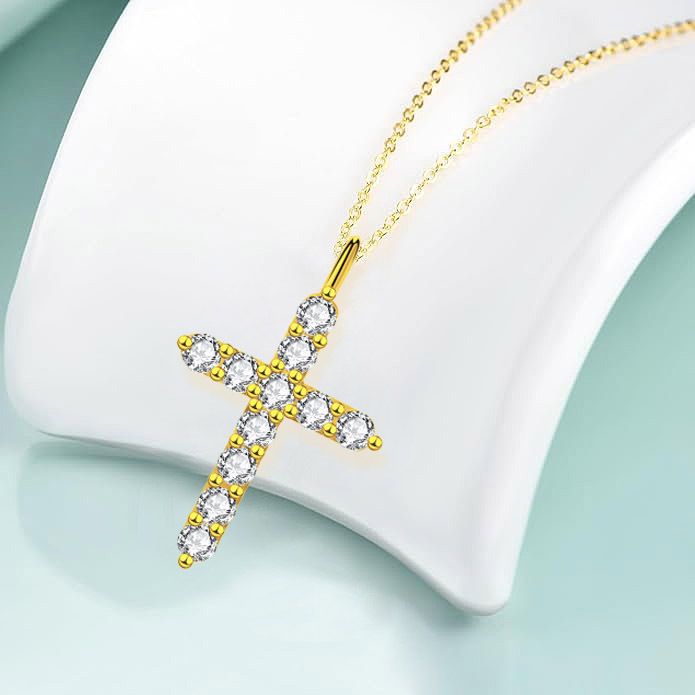 Collana con croce per donna, lusso leggero, nicchia, sensazione di alta qualità, gioielli_voghion.com