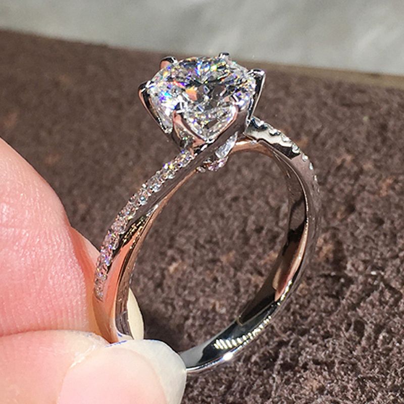 Anel de zircônia floco de neve com braço torcido, clássico e elegante, de seis garras, da Cao Shi, acessório de casamento para mulheres_voghion.com