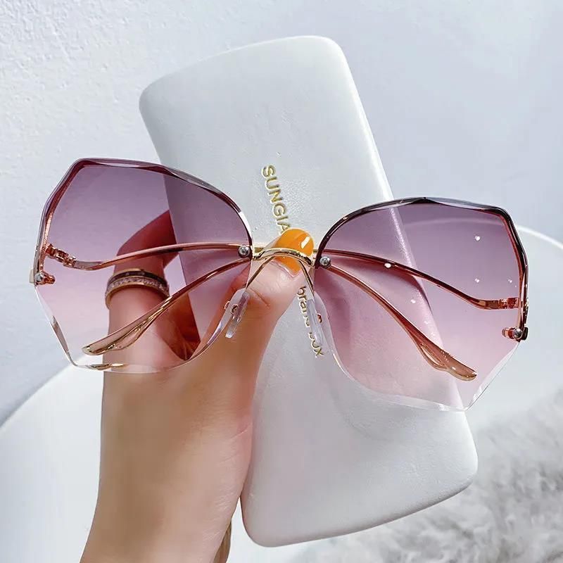 Polarisierte randlose Sonnenbrille für Damen, High-End-Ins, Autofahrer-Sonnenbrille, Sommer-Sonnenschutz, High-End-Brille_voghion.com