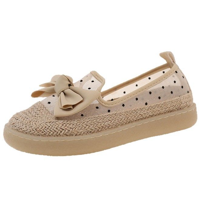 Evening Wind Single Shoes Women's Spring One-pedal Loafer Fisherman Shoes Thick-soled Breathable Mesh Doudou Shoes_voghion.com