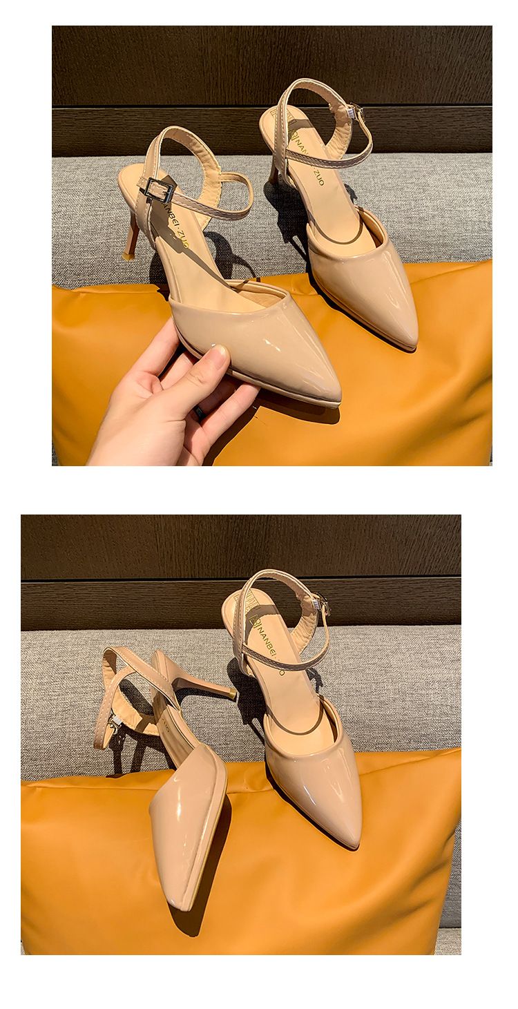 Modischer, spitzer, übergroßer, gerader Schnallenriemen, schmaler Absatz, lässige und trendige High Heels, vielseitige Zehenabdeckung,_voghion.com