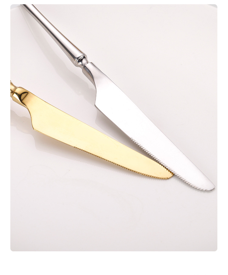 Stainless steel 304 small waist knife, fork, spoon, family hotel steak knife, fork, dessert spoon, mirror light Western tableware set_voghion.com