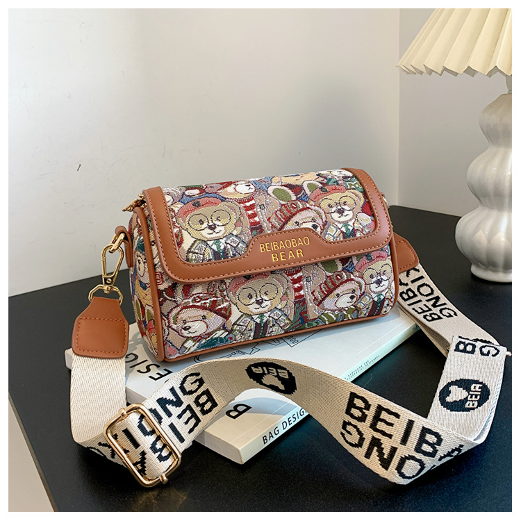 Bolsas clássicas de marca com design de nicho, bolsas femininas com temperamento, bolsas de urso, bolsas de ombro inclinadas da moda_voghion.com