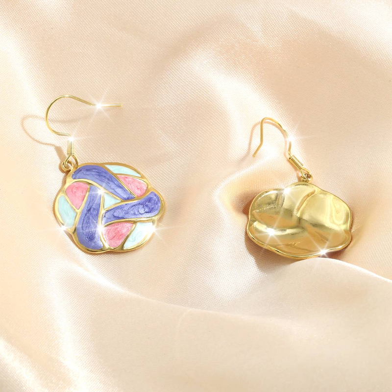 Boucles d'oreilles pendantes en forme de goutte d'huile colorée, sexy et à la mode, style vacances, crochet d'oreille pour femmes, en acier inoxydable, exquises, haut de gamme, pour les déplacements quotidiens_voghion.com