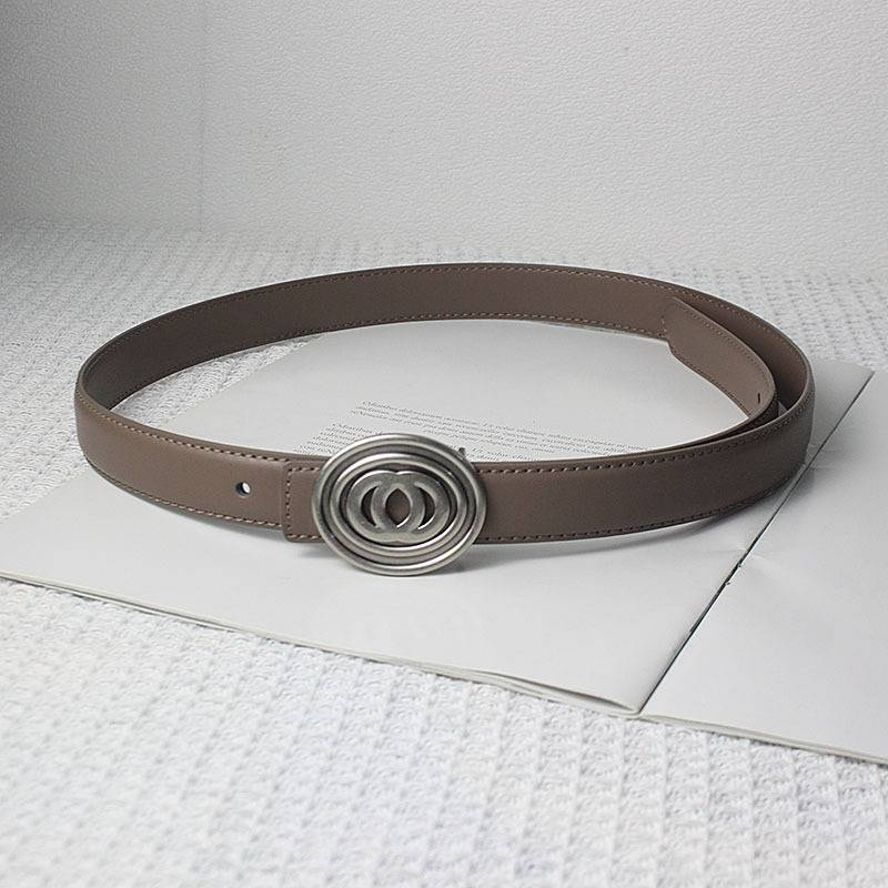 Real leather silver buckle waist belt, women's flower waist belt, slimming effect, cowhide women's pants with sweater matching, fashionable_voghion.com