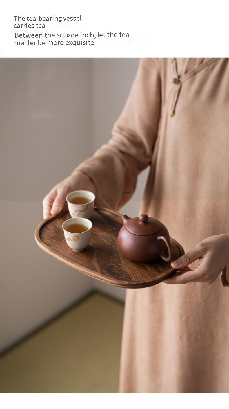 Ensemble de plateaux de service à thé en bois de noyer – Élégant ensemble de style chinois multi-tailles et formes pour la cérémonie du thé, les desserts et les collations_voghion.com