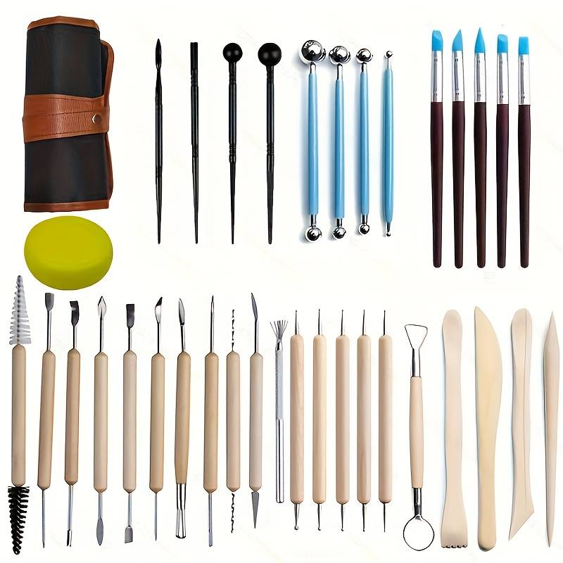 Cross-border E-commerce Pottery Tools 36 Sets Of Polymer Clay Carving Knife Wood Knife Point Drill Indentation Pen Clay Tools_voghion.com