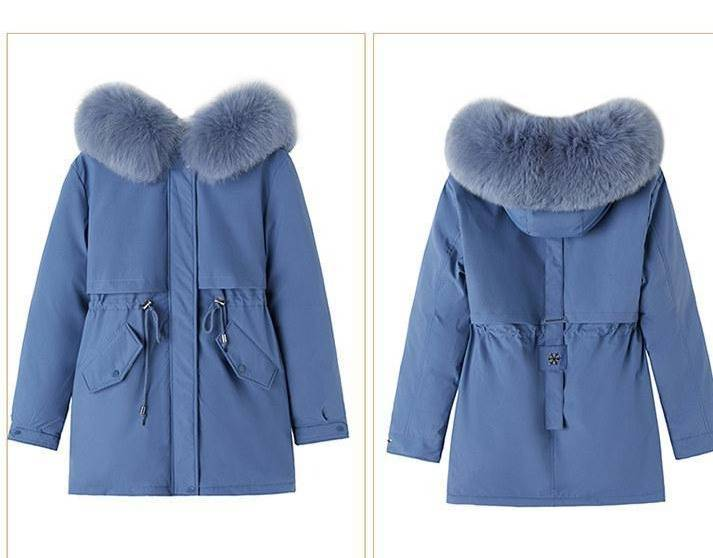 Women's Winter Hooded Parka Coat With Fox Fur Trim - Long Quilted Puffer Jacket For Petite To Plus Size, Warm Fleece Lined, Zipper Closure_voghion.com