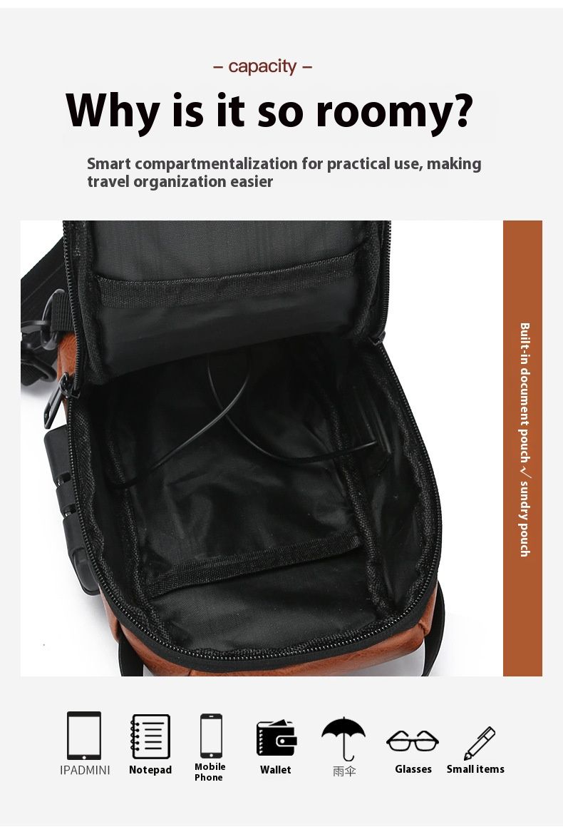 Wasserdichte Umhängetasche für Herren für Outdoor-Sport und den täglichen Gebrauch – USB-Ladeanschluss, Anti-Diebstahl-Design, leichte Brusttasche aus Nylon_voghion.com