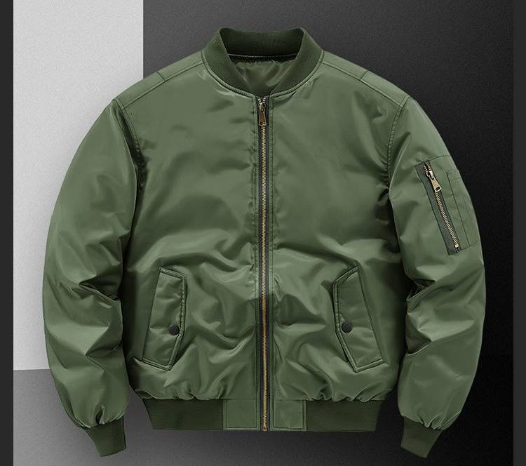 Men's Winter Bomber Jacket With Duck Down Filling, MA1 Flight Jacket Style, Slim Fit, Lightweight Warm Coat For Casual Wear (Green, Black, Gray)_voghion.com