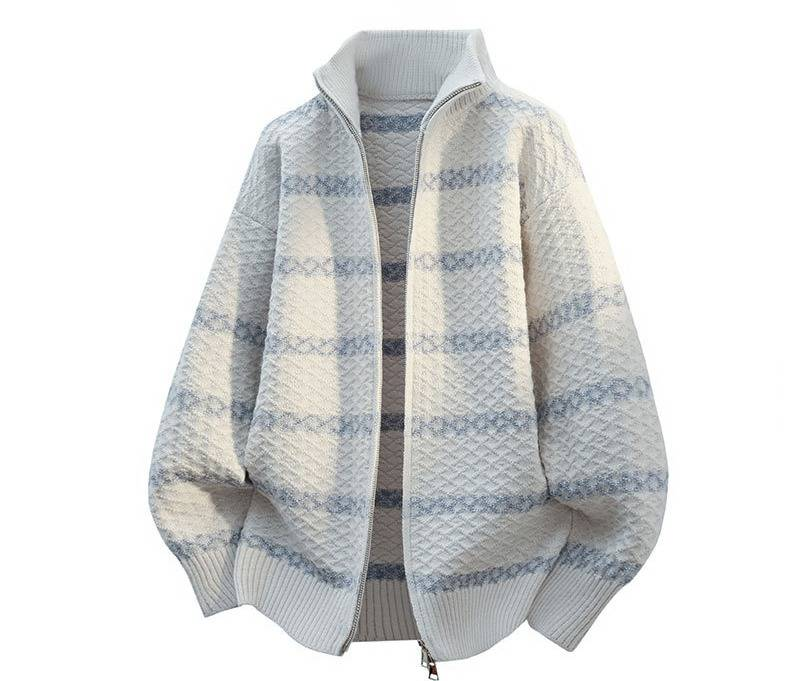 Maglione oversize da uomo con colletto a camicia - Pullover in maglia alla moda, vestibilità ampia, per autunno e inverno, abbigliamento casual minimalista in tinta unita_voghion.com