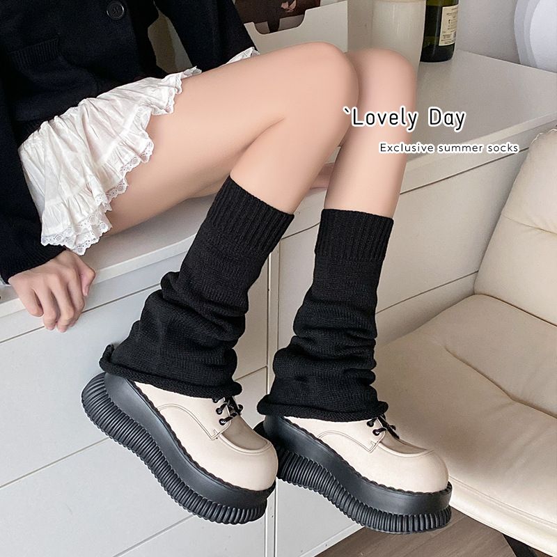 Scaldamuscoli Bootshang, calzini in cotone per donna, calzini larghi in lana lavorati a maglia per donna, stile giapponese autunnale e invernale, leggings grigi caldi_voghion.com