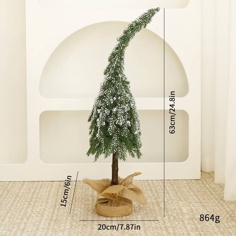 Sapin de Noël de table en plastique à cou courbé – 50 cm/63 cm, décoration de bureau pour les fêtes avec ou sans ornements (options blanc et vert, décoration festive peu encombrante)_voghion.com