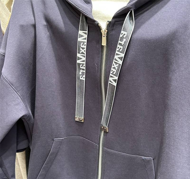 Women's Clothing Oversized Zip-Up Hoodie & High-Slit Stretchy Skirt Set – Raw Edge Streetwear (Beige, Unisex Fit)_voghion.com