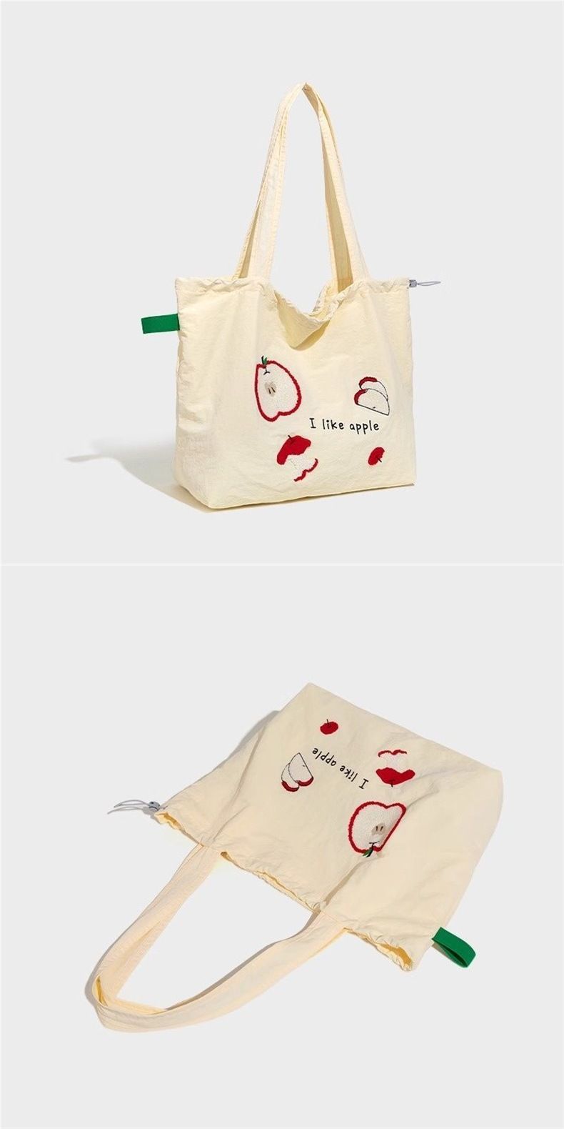 Embroidered Drawstring Canvas Bag 2025 Fall/Winter New Versatile Shoulder Bag Tote Bag_voghion.com