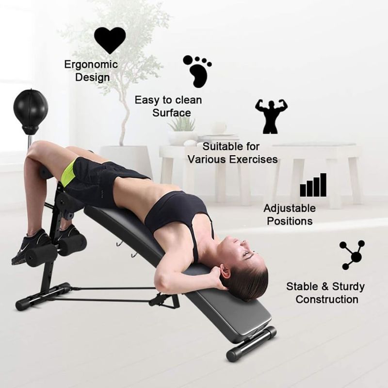 Adjustable Incline Curved Workout Fitness Sit Up Bench_voghion.com