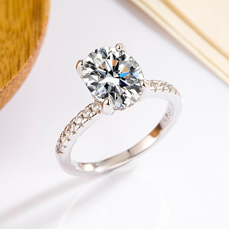 Sterling Sëlwer S925 Moissanit Ring Oval Pigeon Ee 3 Karat Diamant Ring_voghion.com
