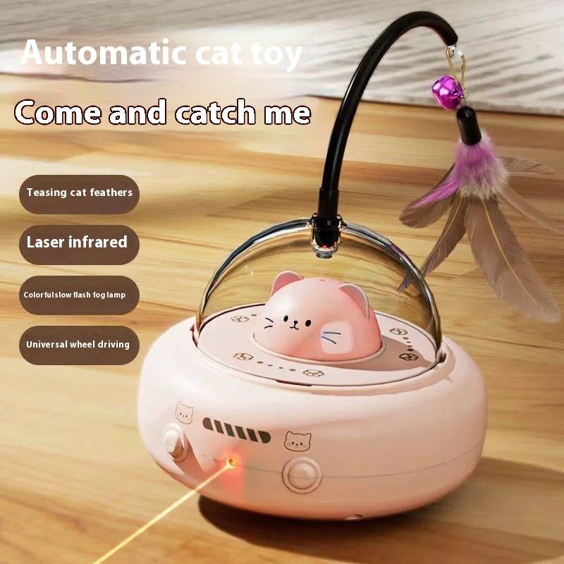 Smart Interactive With Red Dot, Laer Obtacle Avoidance, Pet Toy, USB Charging, Replaceable Feather Teaer Toy For By PawParty Store_voghion.com