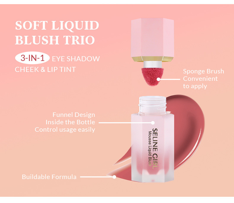 Monochromatesch Multi Blush, luxuriéis cremeg a vermëschbar Faarf, fir Aen, Lëpsen a Wangen_voghion.com