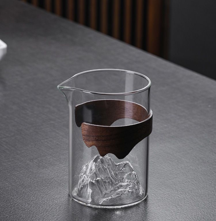 Walnut Chip Heat-resistant Glass Fair Kung Fu Set, Sea, Mountain View, Public Cup, Large Tea Divider, Even Cup_voghion.com