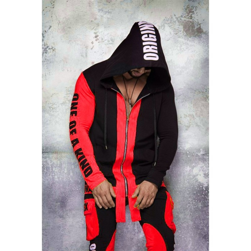 ZOGAA Hip Hop Erkek Cool Kapşonlu Üst Seti 2 Parça Eşofman Takımı Kapşonlu Ceket ve Pantolon Eşofman Takımı Eşofman Takımları_voghion.com