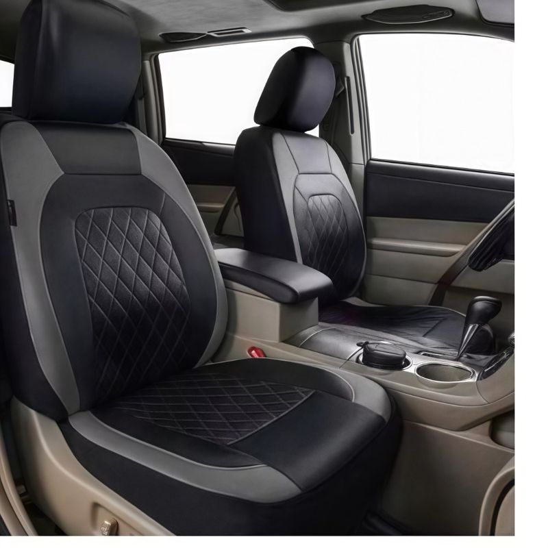 Enhanced 9PCS Universal Waterproof Car Seat Covers Full Set Front Back Protectors Quilted PU Leather With Hooks For All_voghion.com