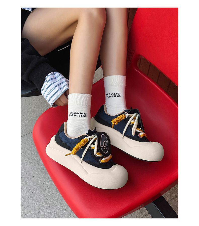 Braune klobige Turnschuhe dicke Sohle Schuhe für Frauen Herbst süße runde Zehe Loafers Ins Trend_voghion.com