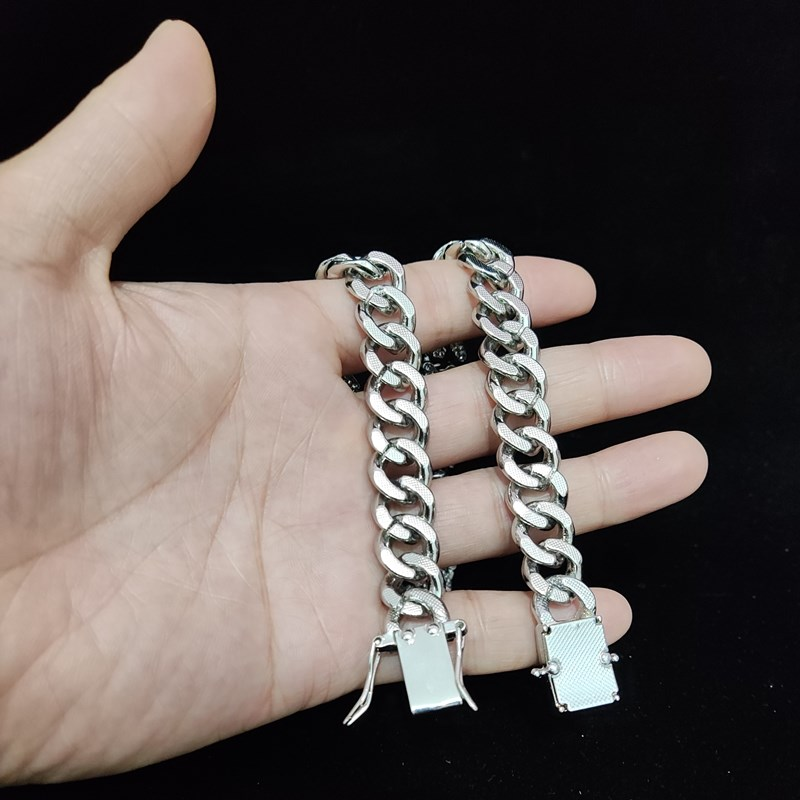 Bărbați, femei, hip hop, fără bani, fără prieteni, colier cu pandantiv cu lanț cubanez de 13 mm, coliere cu gheață hip hop, moda_voghion.com