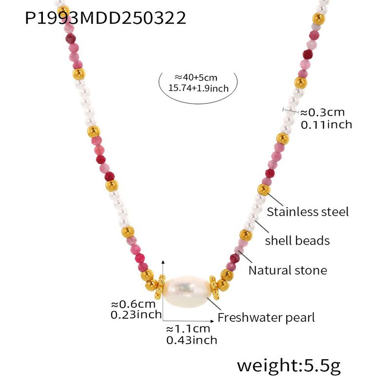 Women's Jewelry Elegant French-Inspired Beaded Chain Necklace With Faceted Natural Stones, Handcrafted For A Romantic And Artistic Look_voghion.com