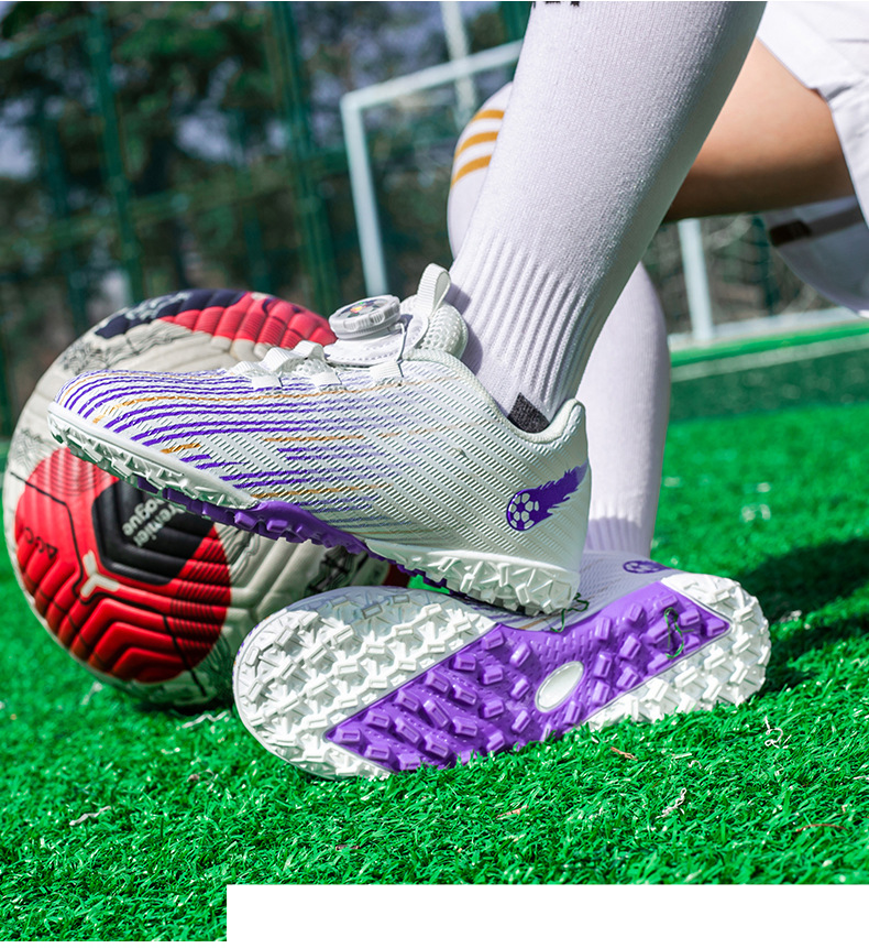 Children's football shoes training special rotary buckle boys broken nails non-slip sports football shoes_voghion.com