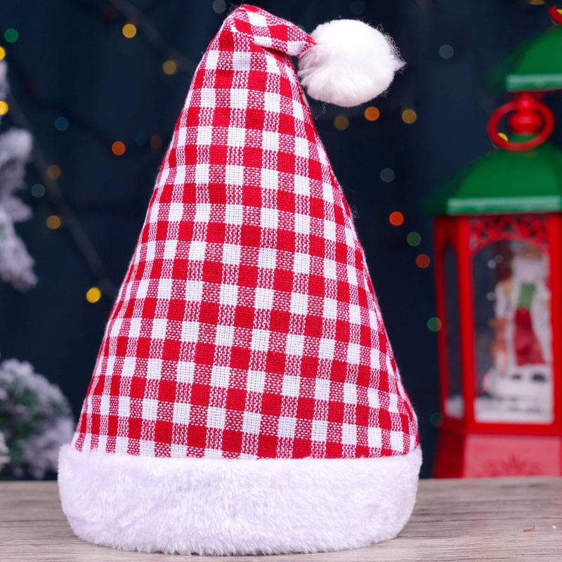 Christmas Hat Santa Claus Stripesd Plaid Headdress Kindergarten Kidsren's Snowflake Hat Decoration_voghion.com