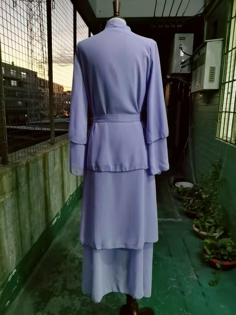 Women's Clothing fashion spliced three layer chiffon elegant cardigan dress robe_voghion.com