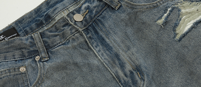Männerkleeder Distressed Design High-End Männer Zweideeleg Jeans_voghion.com