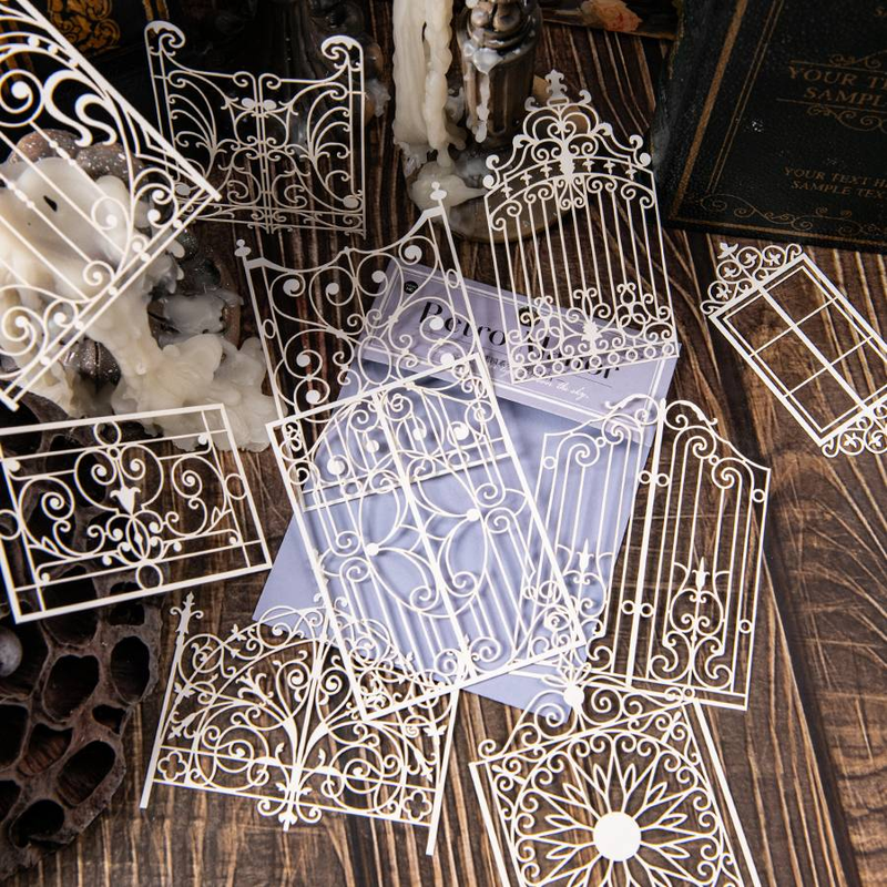 1 Stück 10 Blätter Vintage Hohltür und Fenster DIY Dekoration Manuelles Material Papier Hintergrunddekoration_voghion.com