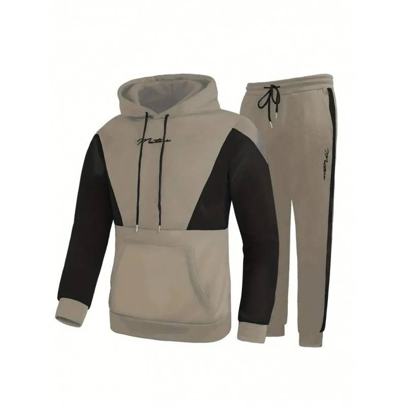 Conjunto de sudadera con capucha para hombre, informal y a la moda, con estampado de pareja_voghion.com