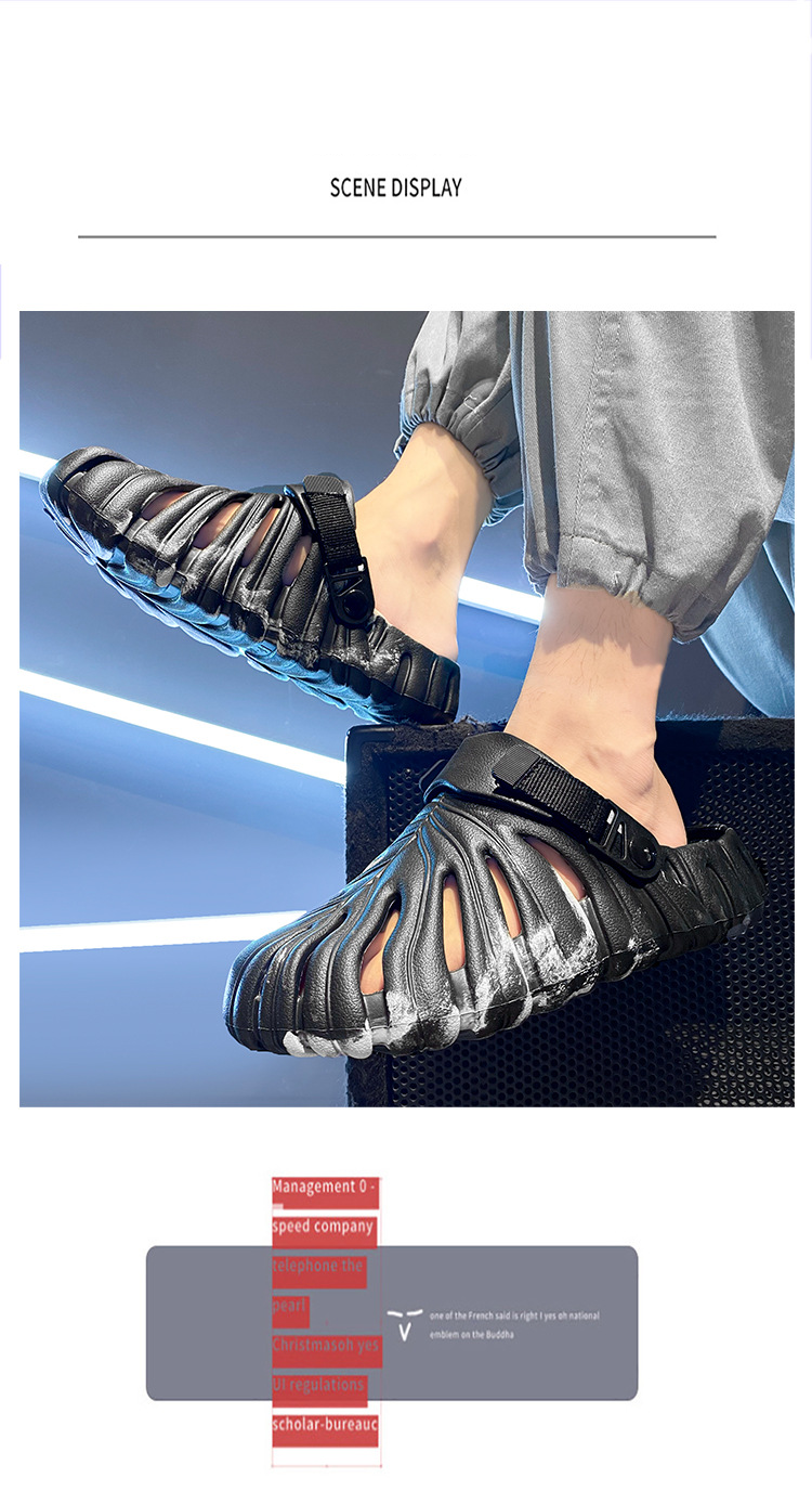 Scarpe da uomo con buchi, coppia di sandali da casa, da indossare all'aperto, suola morbida, traspiranti, leggere, da spiaggia, per uomo_voghion.com