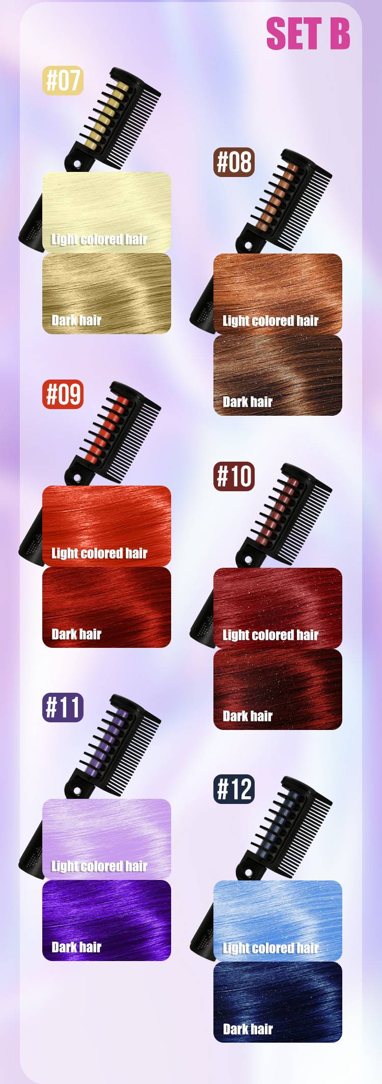 MLSMILE 6-teiliges Einweg-Klapp-Haarfärbekamm-Set – temporäre und lebendige Haarfarbe für all Ihre Kreativität_voghion.com