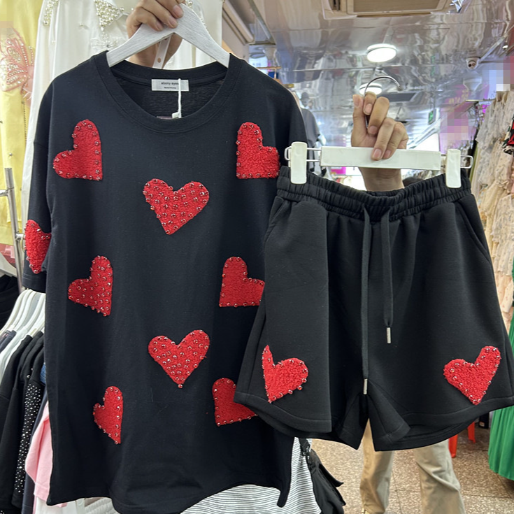 Vêtements pour femmes, t-shirts amples à manches courtes, hauts, short large à taille élastique, deux pièces, été_voghion.com