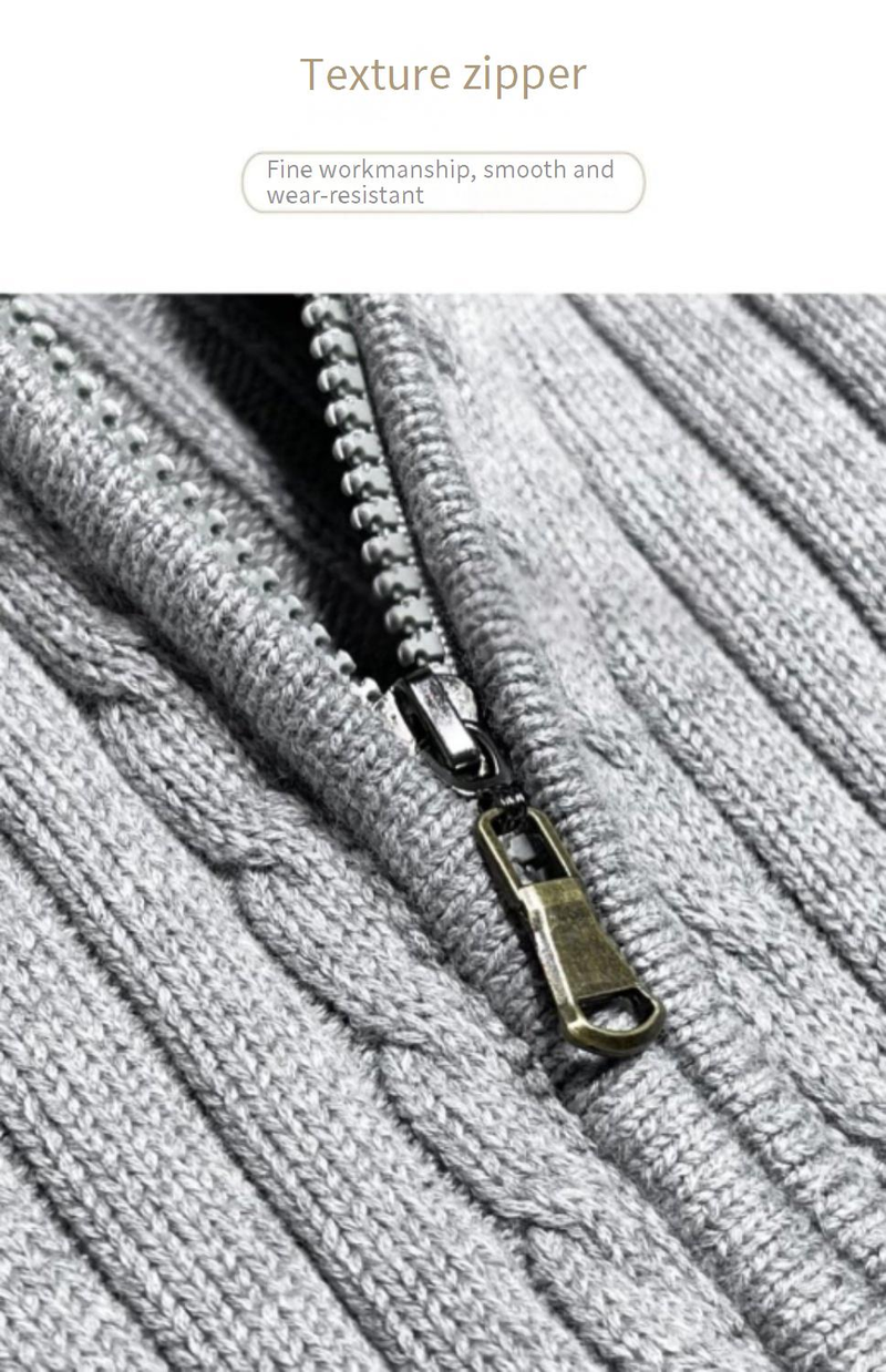 Herenmode gebreide cardigan trui - Slim fit ritsjack voor zakelijke casuals en dagelijks gebruik_voghion.com