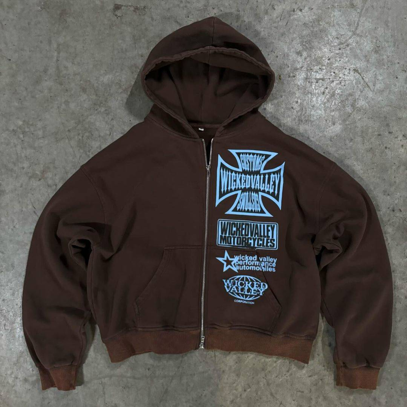 Vintage Washed Zip-Up Hoodie Fleece-gefütterter Unisex-Pullover für Männer & Frauen | Distressed Retro Style | Gemütliche Oberbekleidung für Winter & Herbst_voghion.com